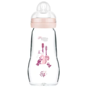 MAM Biberon en verre 260ml, 2+ mois rose