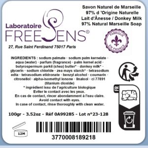 Freesens savon marseille lait d’ânesse 100g